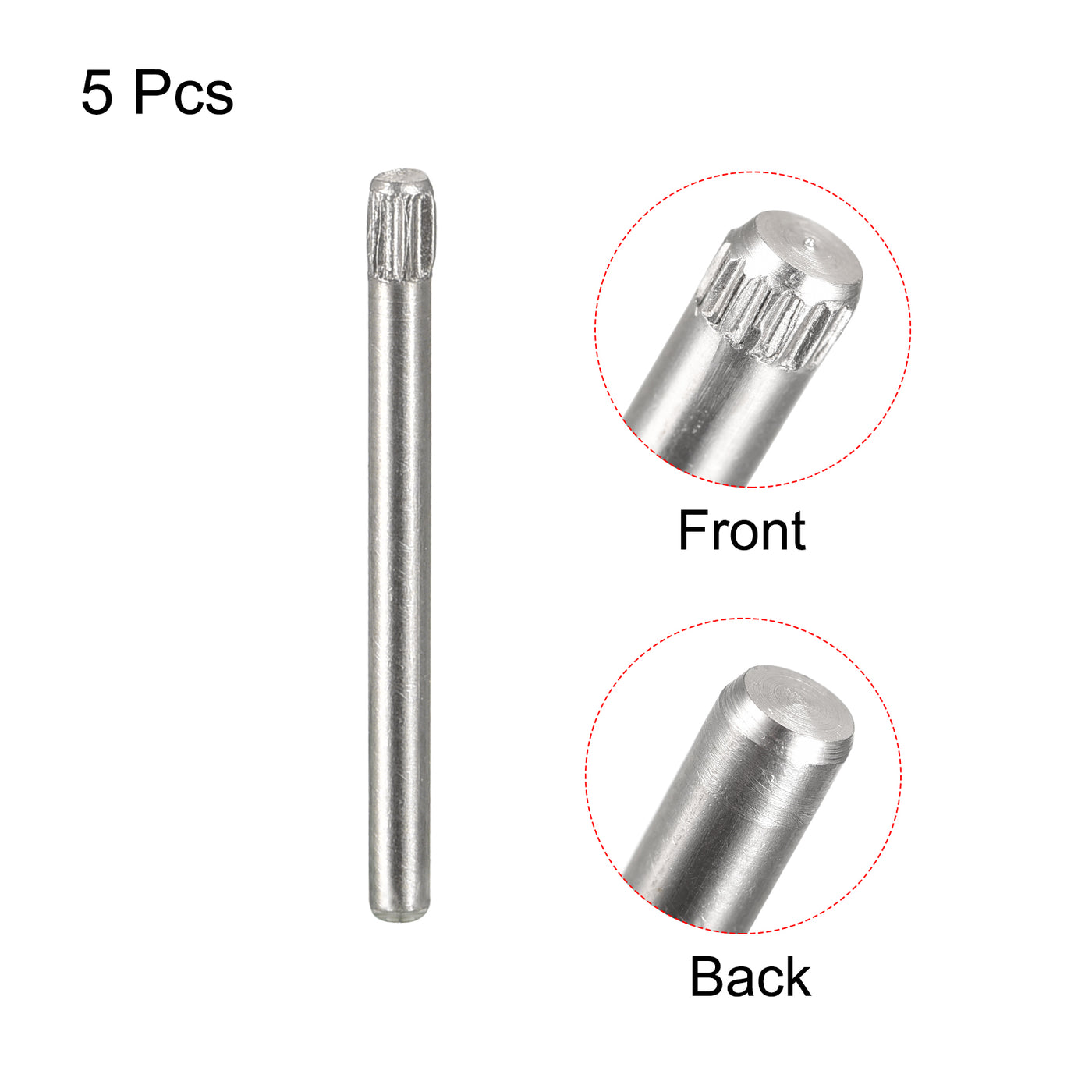 uxcell Uxcell 1.5x18mm 304 Stainless Steel Dowel Pins, 5Pcs Knurled Head Flat End Dowel Pin