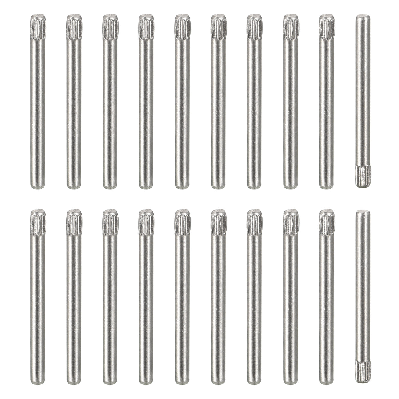 uxcell Uxcell 1.5x18mm 304 Stainless Steel Dowel Pins, 20Pcs Knurled Head Flat End Dowel Pin