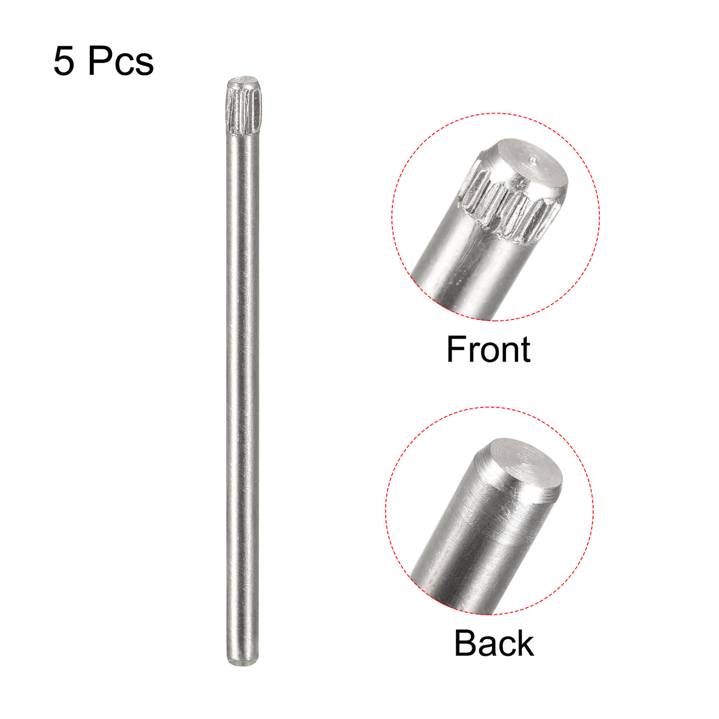 uxcell Uxcell 1.5x30mm 304 Stainless Steel Dowel Pins, 5Pcs Knurled Head Flat End Dowel Pin