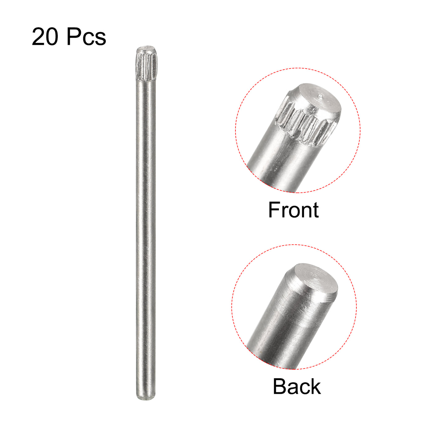uxcell Uxcell 1.5x30mm 304 Stainless Steel Dowel Pins, 20Pcs Knurled Head Flat End Dowel Pin