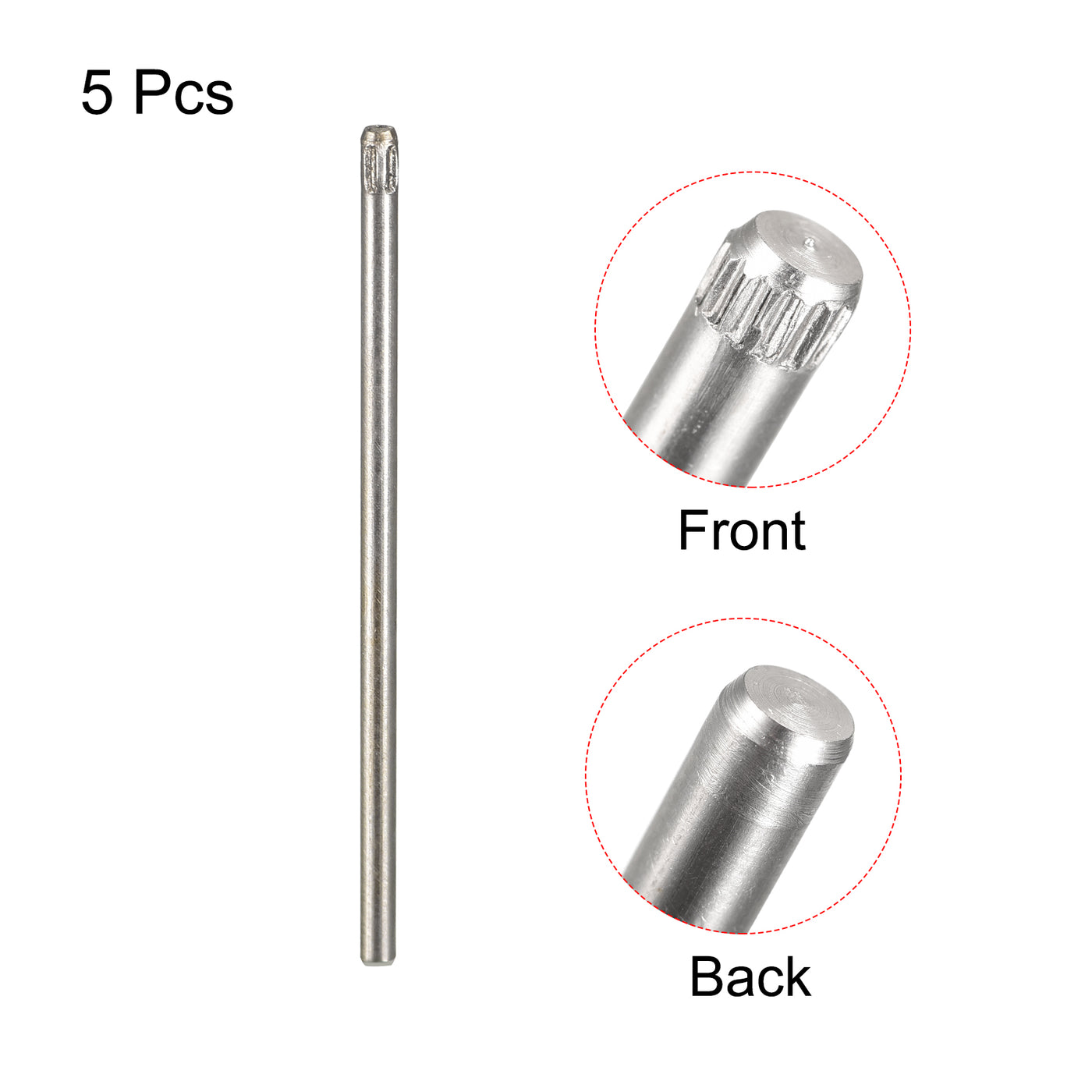 uxcell Uxcell 1.5x35mm 304 Stainless Steel Dowel Pins, 5Pcs Knurled Head Flat End Dowel Pin