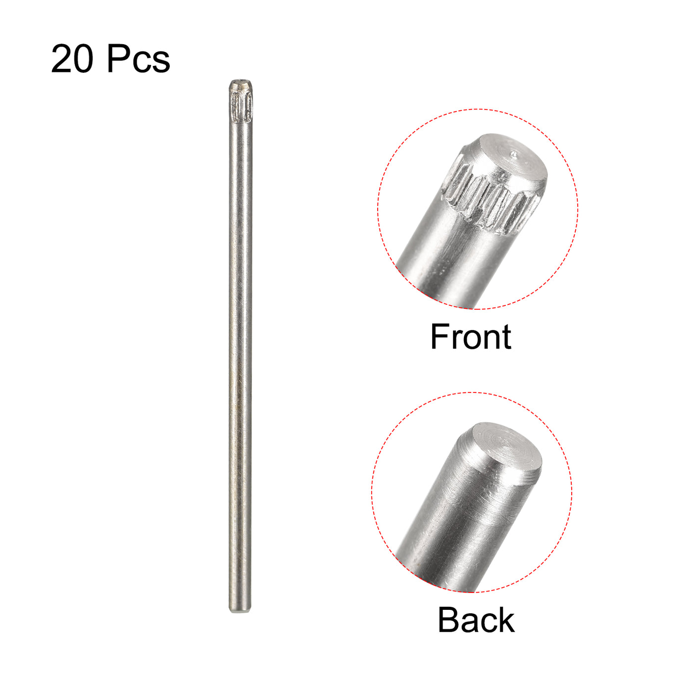 uxcell Uxcell 1.5x35mm 304 Stainless Steel Dowel Pins, 20Pcs Knurled Head Flat End Dowel Pin