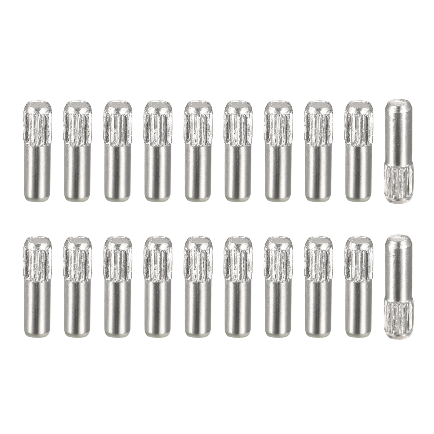 uxcell Uxcell 2x6mm 304 Stainless Steel Dowel Pins, 20Pcs Knurled Head Flat End Dowel Pin