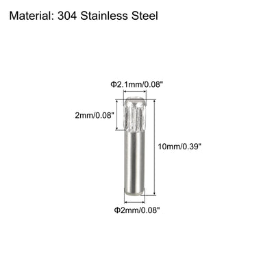Harfington Uxcell 2x10mm 304 Stainless Steel Dowel Pins, 5Pcs Knurled Head Flat End Dowel Pin