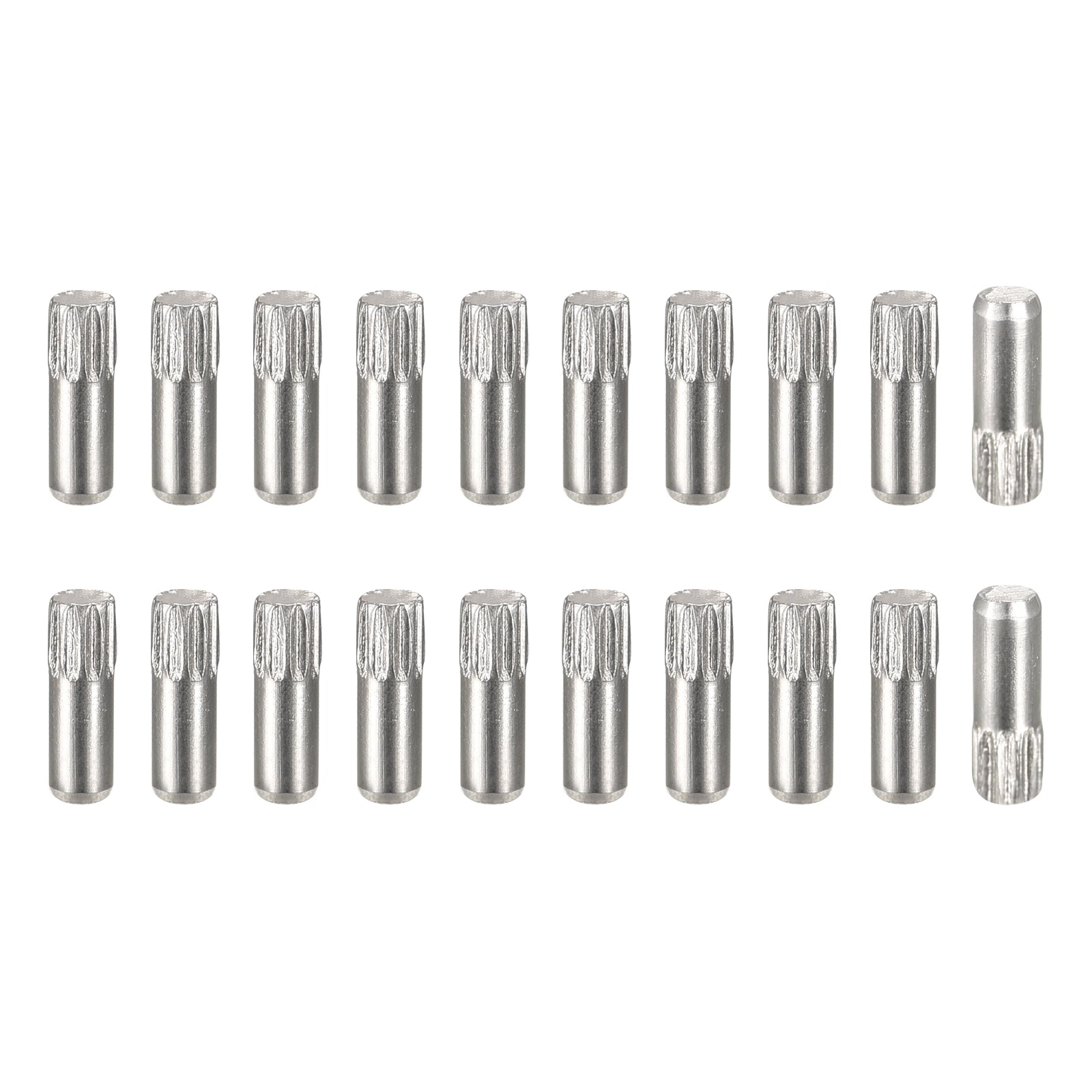 Uxcell 2.5x8mm 304 Stainless Steel Dowel Pins, 20Pcs Knurled Head Flat