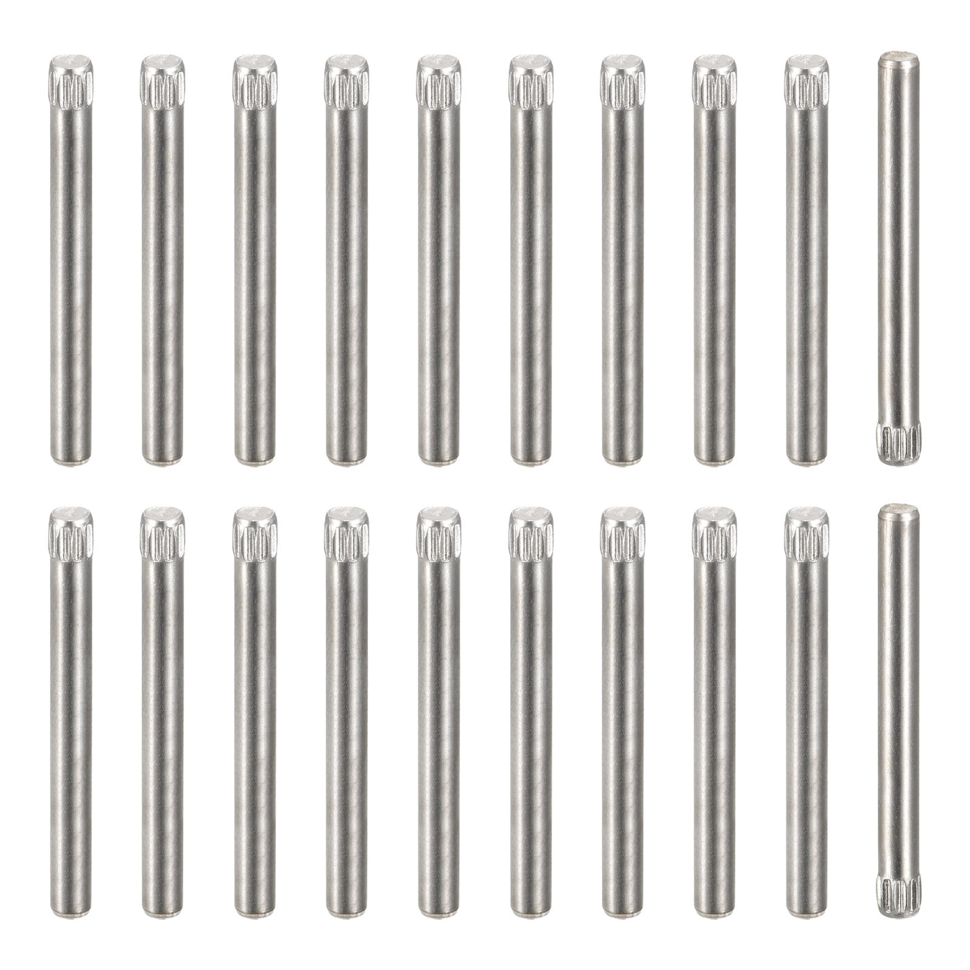 uxcell Uxcell 3x35mm 304 Stainless Steel Dowel Pins, 20Pcs Knurled Head Flat End Dowel Pin