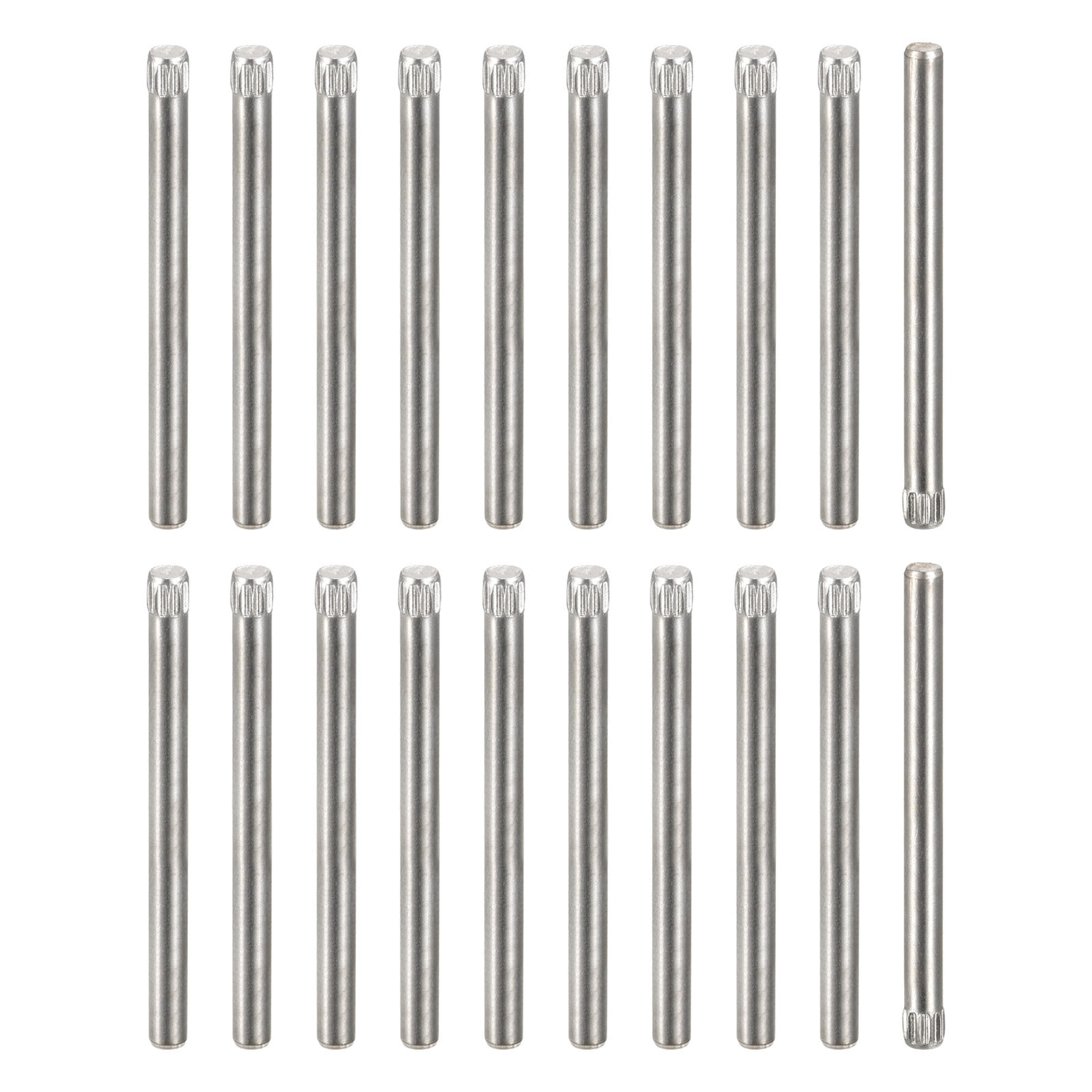 uxcell Uxcell 3x40mm 304 Stainless Steel Dowel Pins, 50Pcs Knurled Head Flat End Dowel Pin