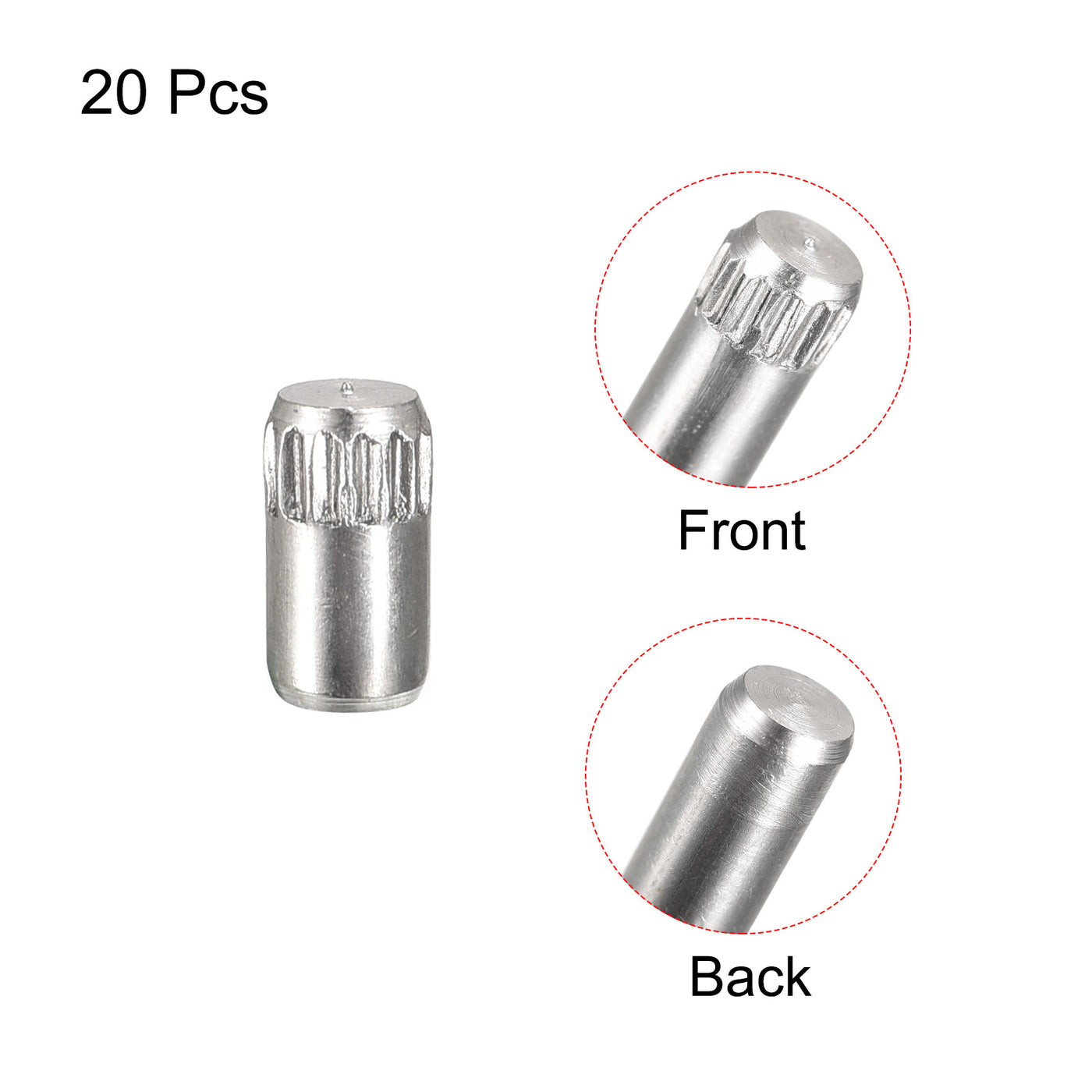uxcell Uxcell 4x6mm 304 Stainless Steel Dowel Pins, 20Pcs Knurled Head Flat End Dowel Pin