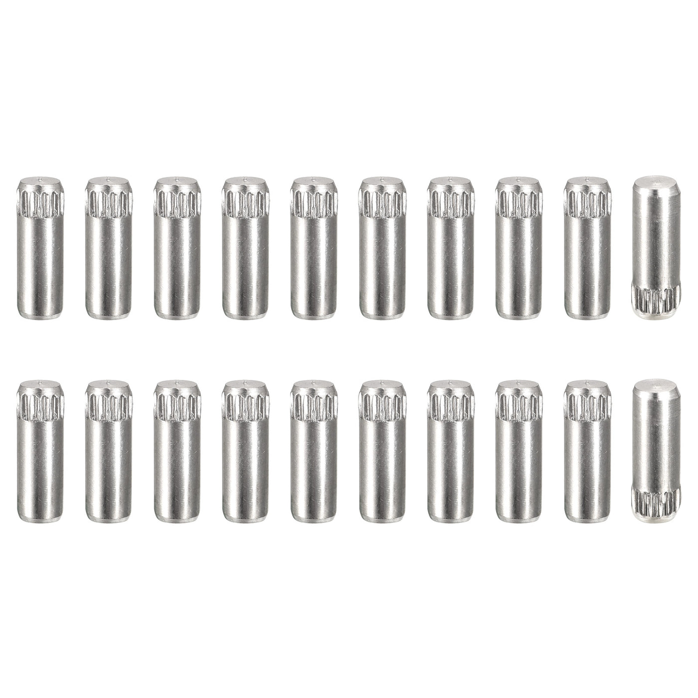 uxcell Uxcell 4x12mm 304 Stainless Steel Dowel Pins, 20Pcs Knurled Head Flat End Dowel Pin