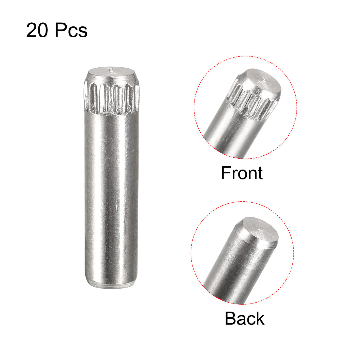 uxcell Uxcell 4x14mm 304 Stainless Steel Dowel Pins, 20Pcs Knurled Head Flat End Dowel Pin