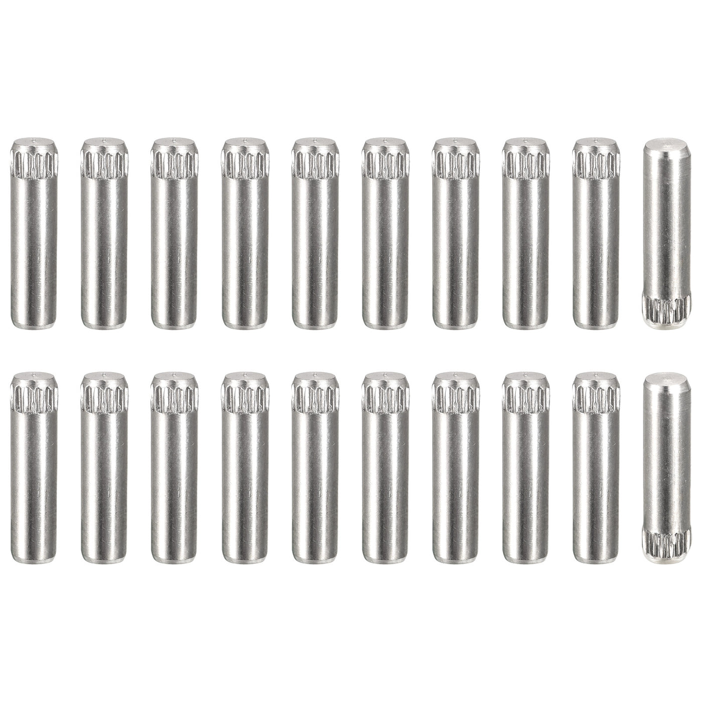 uxcell Uxcell 4x14mm 304 Stainless Steel Dowel Pins, 20Pcs Knurled Head Flat End Dowel Pin