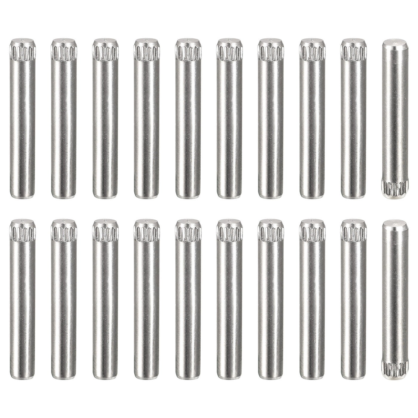 uxcell Uxcell 4x22mm 304 Stainless Steel Dowel Pins, 20Pcs Knurled Head Flat End Dowel Pin