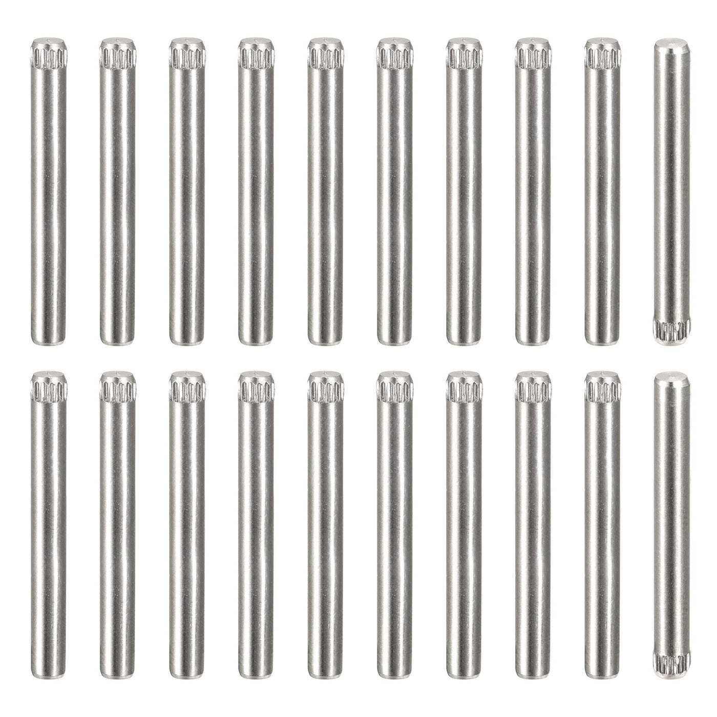 uxcell Uxcell 4x40mm 304 Stainless Steel Dowel Pins, 20Pcs Knurled Head Flat End Dowel Pin