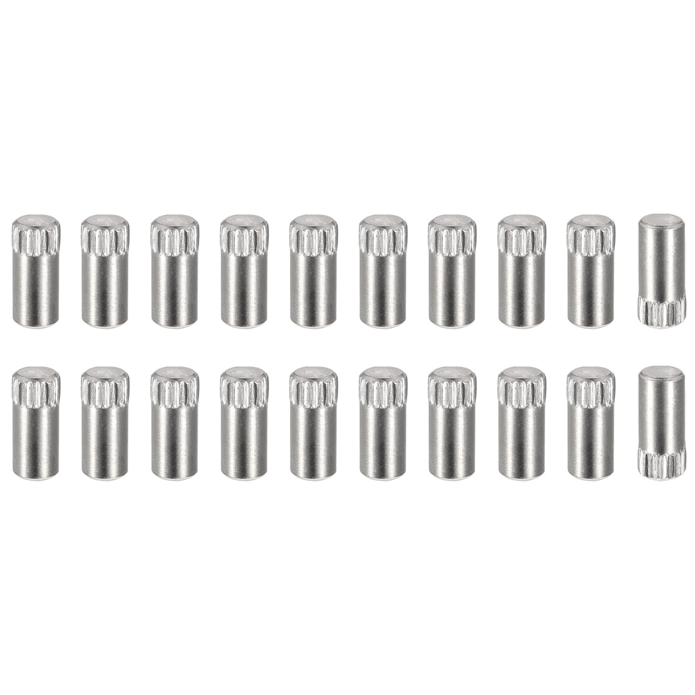 uxcell Uxcell 5x8mm 304 Stainless Steel Dowel Pins, 20Pcs Knurled Head Flat End Dowel Pin