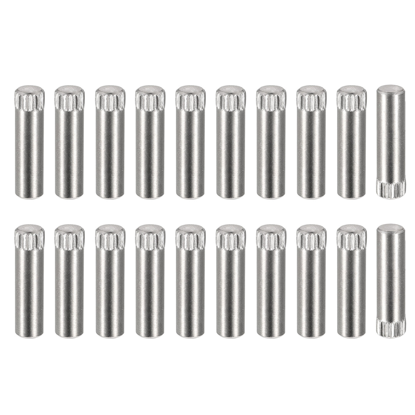 uxcell Uxcell 5x18mm 304 Stainless Steel Dowel Pins, 20Pcs Knurled Head Flat End Dowel Pin