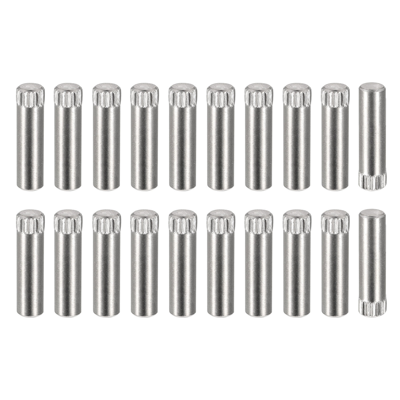 uxcell Uxcell 5x20mm 304 Stainless Steel Dowel Pins, 20Pcs Knurled Head Flat End Dowel Pin