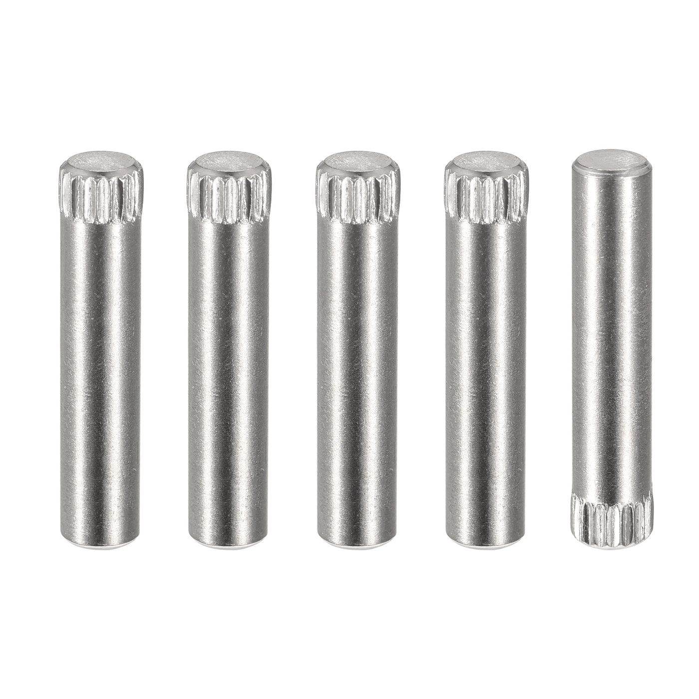 uxcell Uxcell 5x25mm 304 Stainless Steel Dowel Pins, 5Pcs Knurled Head Flat End Dowel Pin