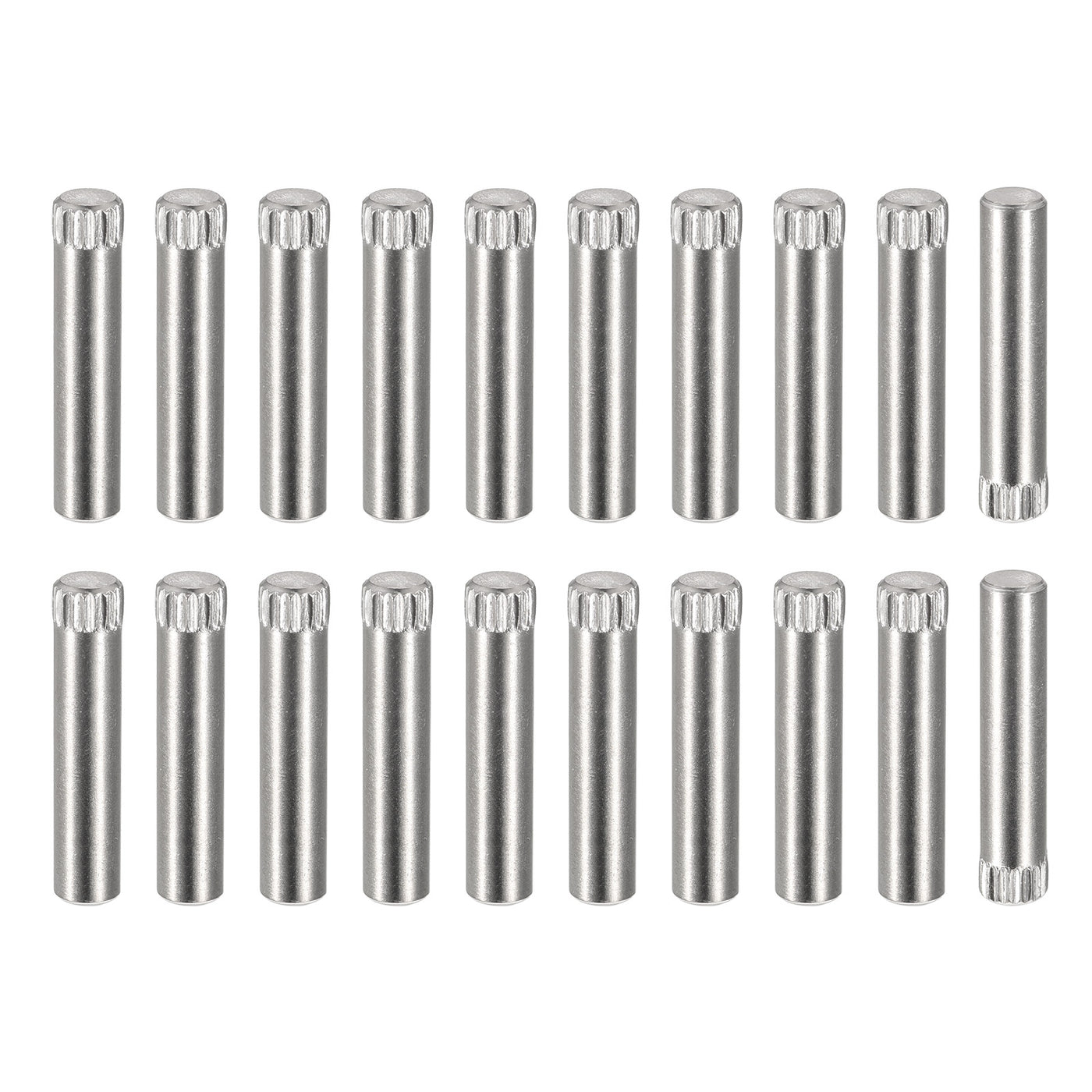 uxcell Uxcell 5x25mm 304 Stainless Steel Dowel Pins, 20Pcs Knurled Head Flat End Dowel Pin