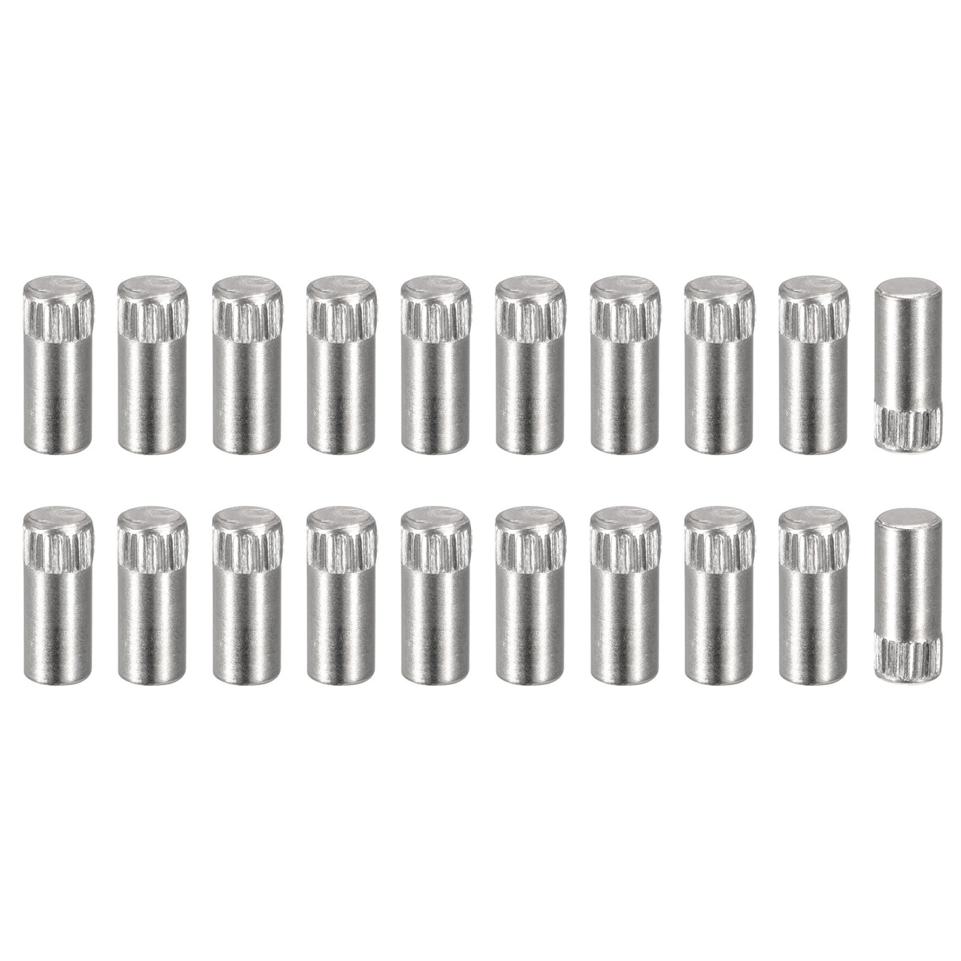 uxcell Uxcell 6x12mm 304 Stainless Steel Dowel Pins, 20Pcs Knurled Head Flat End Dowel Pin