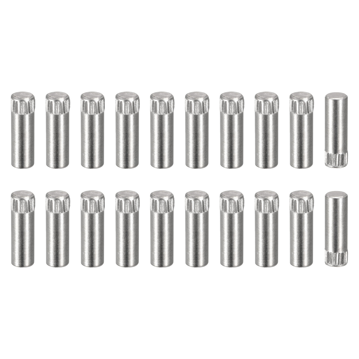 uxcell Uxcell 6x20mm 304 Stainless Steel Dowel Pins, 20Pcs Knurled Head Flat End Dowel Pin