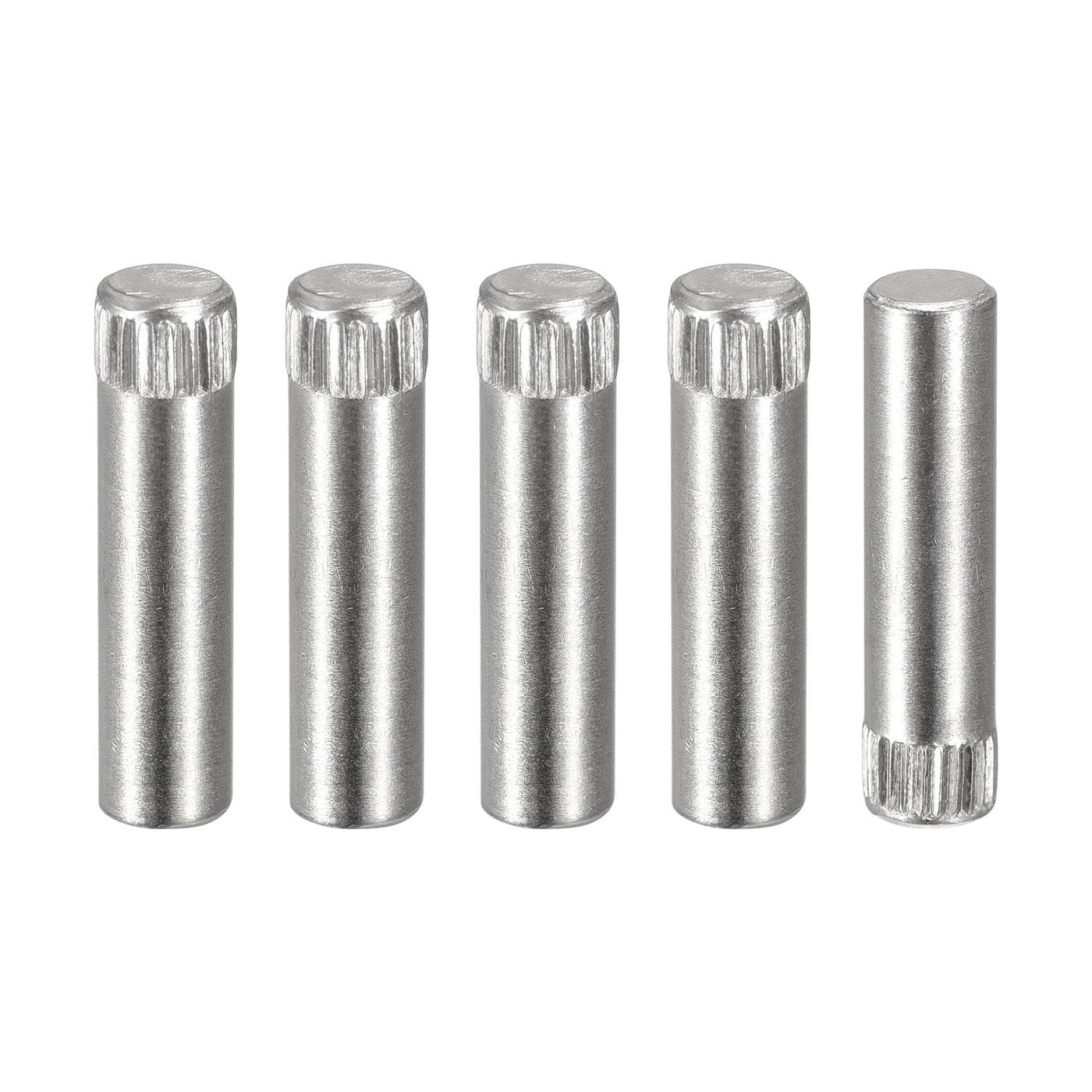 uxcell Uxcell 6x25mm 304 Stainless Steel Dowel Pins, 5Pcs Knurled Head Flat End Dowel Pin