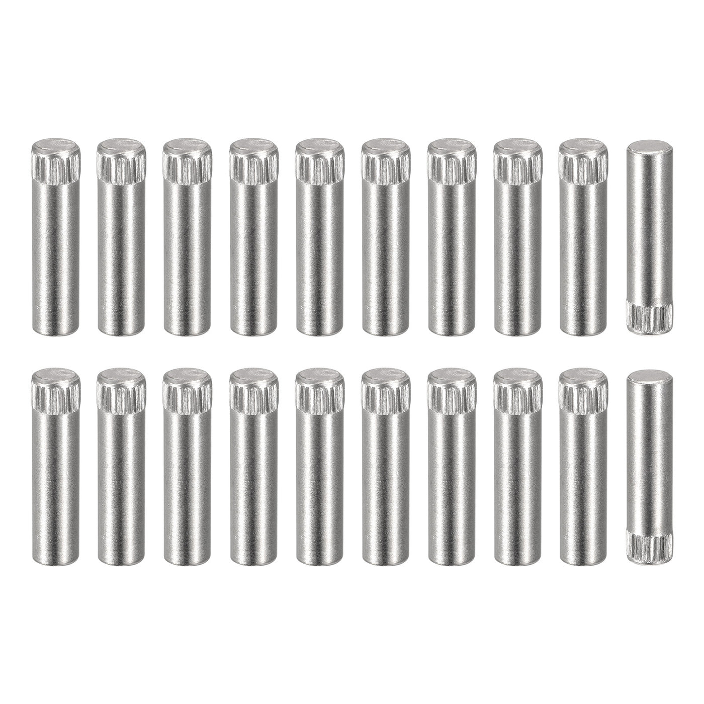 uxcell Uxcell 6x25mm 304 Stainless Steel Dowel Pins, 20Pcs Knurled Head Flat End Dowel Pin