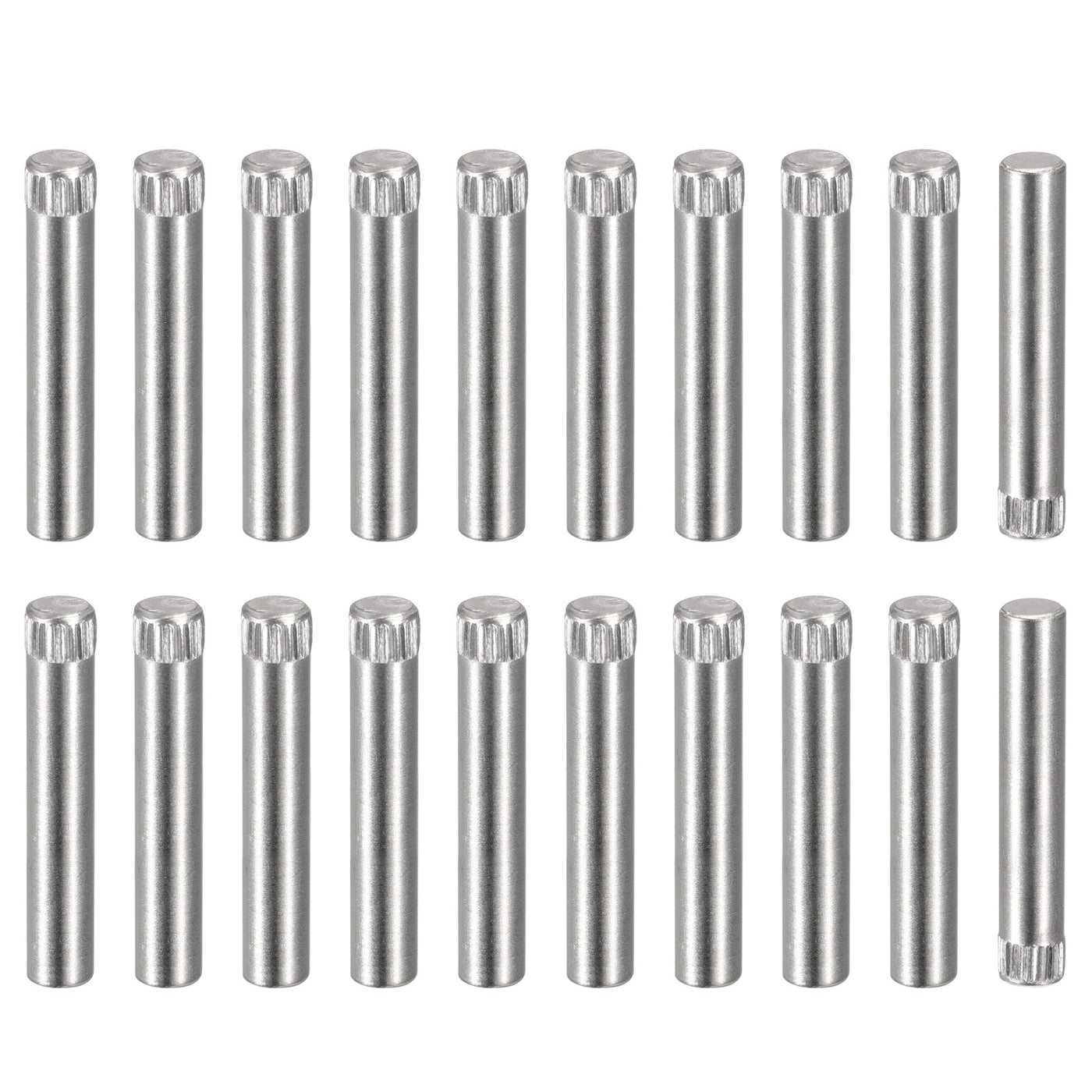 uxcell Uxcell 6x35mm 304 Stainless Steel Dowel Pins, 20Pcs Knurled Head Flat End Dowel Pin