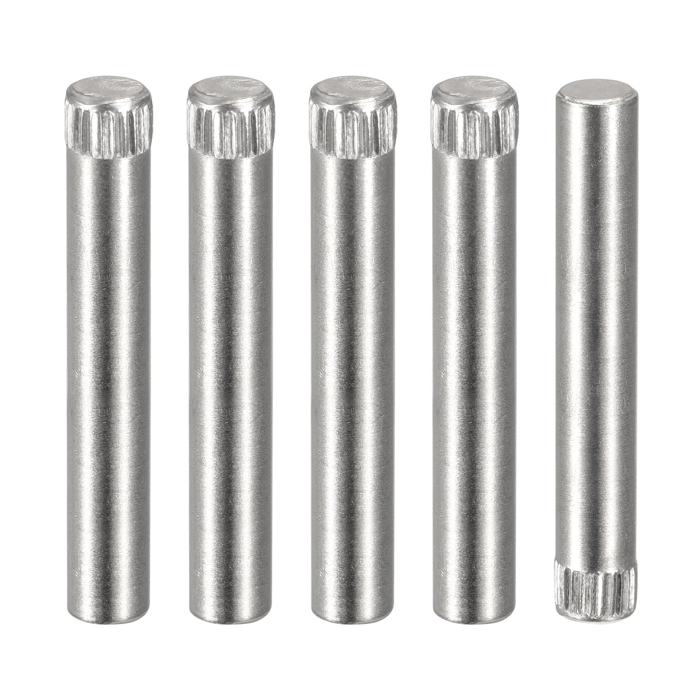 uxcell Uxcell 6x40mm 304 Stainless Steel Dowel Pins, 5Pcs Knurled Head Flat End Dowel Pin