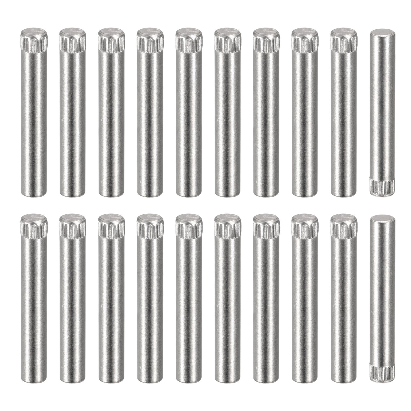 uxcell Uxcell 6x40mm 304 Stainless Steel Dowel Pins, 20Pcs Knurled Head Flat End Dowel Pin