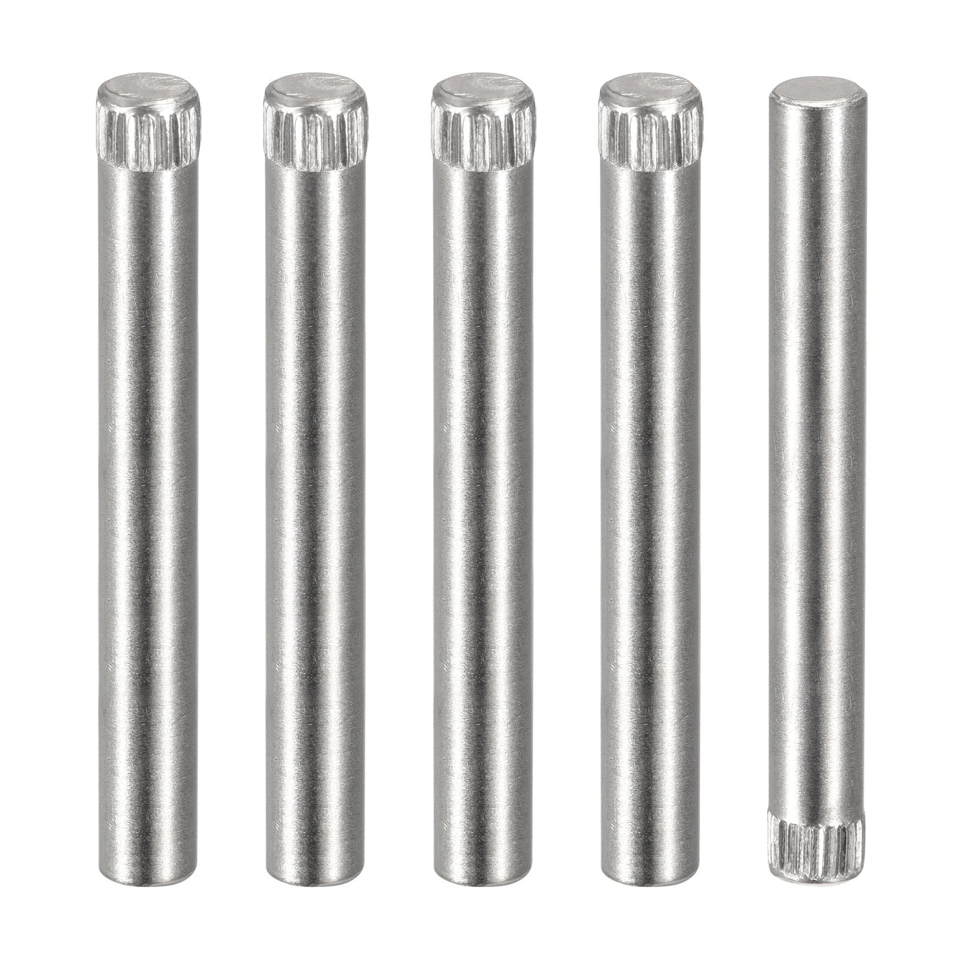uxcell Uxcell 6x50mm 304 Stainless Steel Dowel Pins, 5Pcs Knurled Head Flat End Dowel Pin