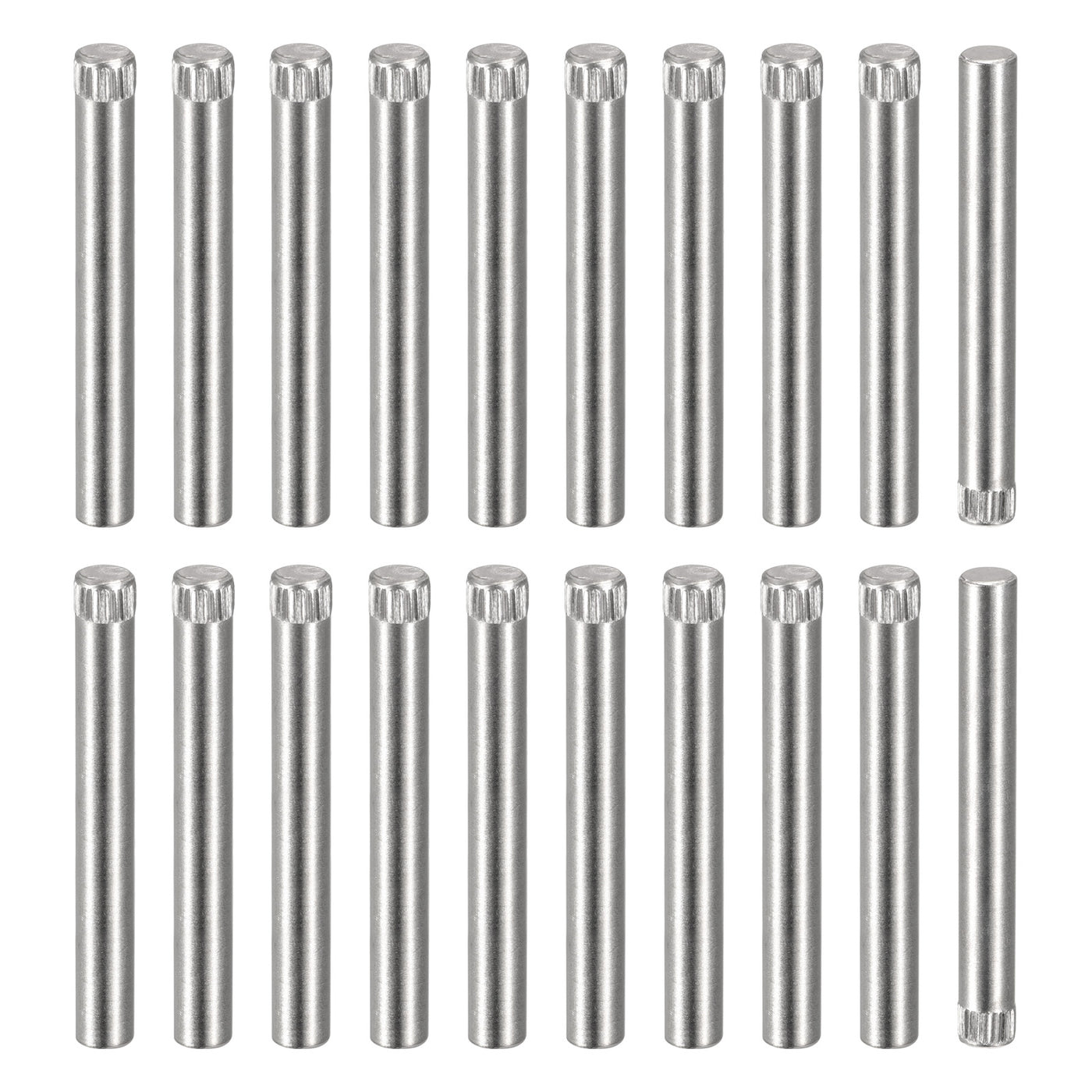 uxcell Uxcell 6x50mm 304 Stainless Steel Dowel Pins, 20Pcs Knurled Head Flat End Dowel Pin