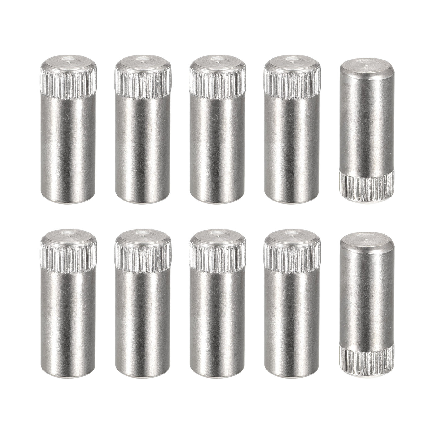 uxcell Uxcell 8x20mm 304 Stainless Steel Dowel Pins, 10Pcs Knurled Head Flat End Dowel Pin