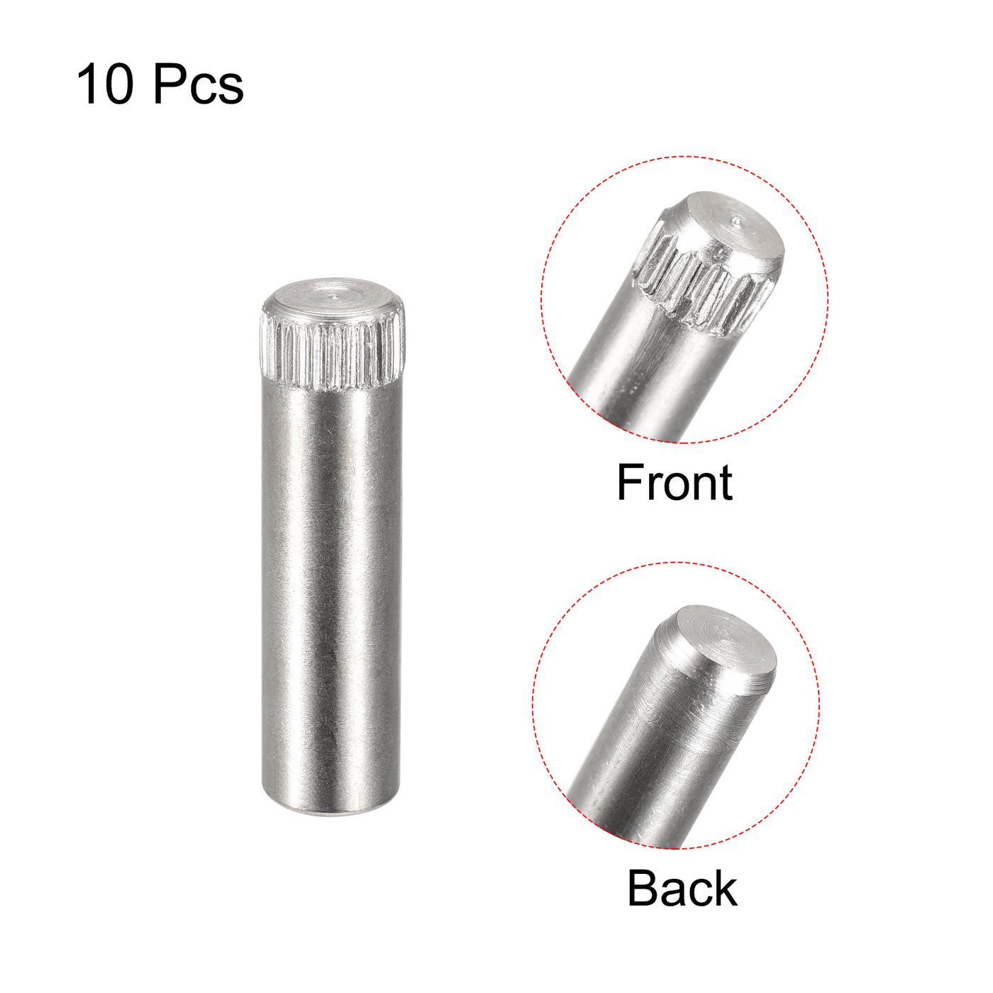 uxcell Uxcell 8x30mm 304 Stainless Steel Dowel Pins, 10Pcs Knurled Head Flat End Dowel Pin