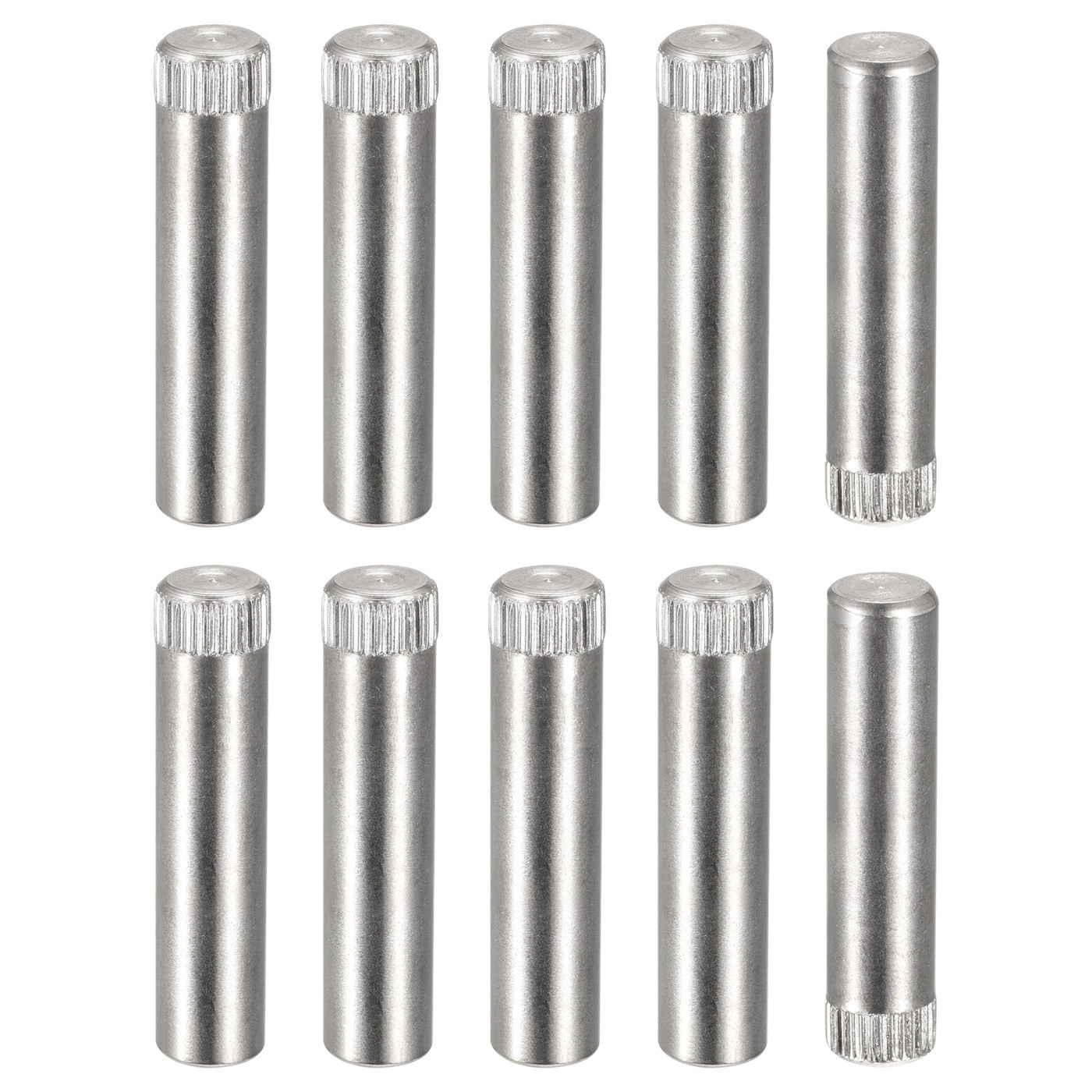 uxcell Uxcell 8x35mm 304 Stainless Steel Dowel Pins, 10Pcs Knurled Head Flat End Dowel Pin