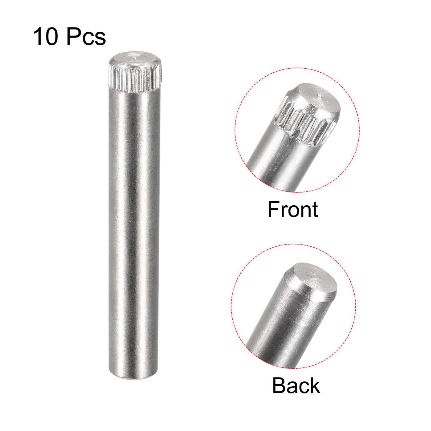 uxcell Uxcell 8x50mm 304 Stainless Steel Dowel Pins, 10Pcs Knurled Head Flat End Dowel Pin