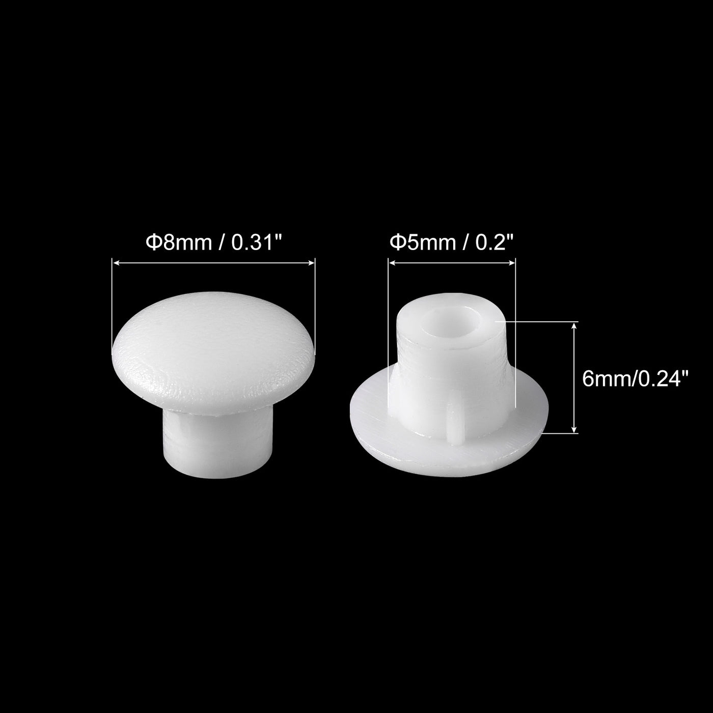 uxcell Uxcell Screw Hole Plugs, 5mm(3/16") Dia PP Snap in Shelf Button Flush Type Caps for Furniture Cabinet Cupboard, Milky White 180 Pcs
