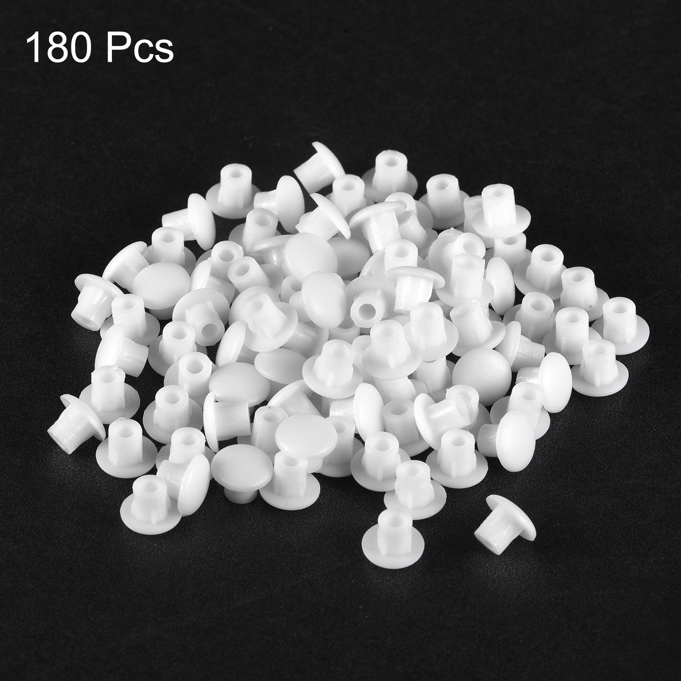 uxcell Uxcell Screw Hole Plugs, 5mm(3/16") Dia PP Snap in Shelf Button Flush Type Caps for Furniture Cabinet Cupboard, Milky White 180 Pcs
