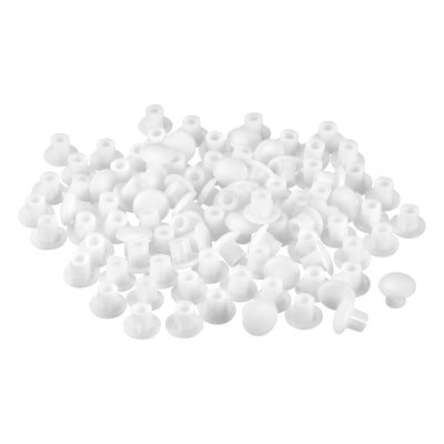 Harfington Uxcell Screw Hole Plugs, 5mm(3/16") Dia PP Snap in Shelf Button Flush Type Caps for Furniture Cabinet Cupboard, Milky White 96 Pcs