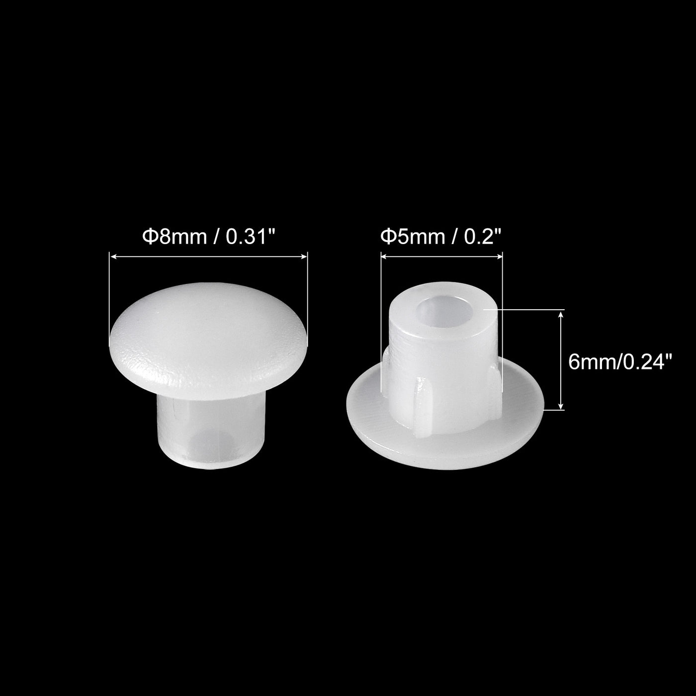 uxcell Uxcell Screw Hole Plugs, 5mm(3/16") Dia PP Snap in Shelf Button Flush Type Caps for Furniture Cabinet Cupboard, Clear White 180 Pcs