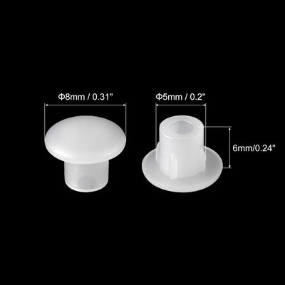 Harfington Uxcell Screw Hole Plugs, 5mm(3/16") Dia PP Snap in Shelf Button Flush Type Caps for Furniture Cabinet Cupboard, Clear White 180 Pcs