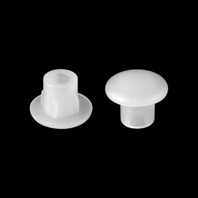 Harfington Uxcell Screw Hole Plugs, 5mm(3/16") Dia PP Snap in Shelf Button Flush Type Caps for Furniture Cabinet Cupboard, Clear White 180 Pcs