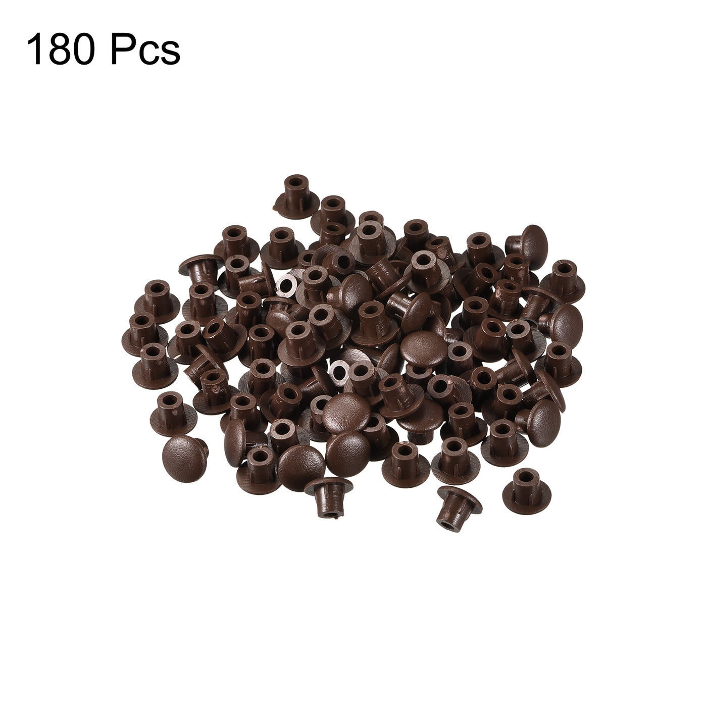 uxcell Uxcell Screw Hole Plugs, 5mm(3/16") Dia PP Snap in Shelf Button Flush Type Caps for Furniture Cabinet Cupboard, Dark Brown 180 Pcs