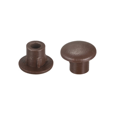 Harfington Uxcell Screw Hole Plugs, 5mm(3/16") Dia PP Snap in Shelf Button Flush Type Caps for Furniture Cabinet Cupboard, Dark Brown 180 Pcs