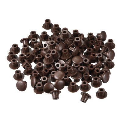 Harfington Uxcell Screw Hole Plugs, 5mm(3/16") Dia PP Snap in Shelf Button Flush Type Caps for Furniture Cabinet Cupboard, Dark Brown 180 Pcs