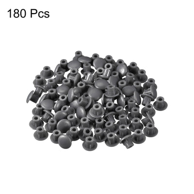 Harfington Uxcell Screw Hole Plugs, 5mm(3/16") Dia PP Snap in Shelf Button Flush Type Caps for Furniture Cabinet Cupboard, Gray 180 Pcs