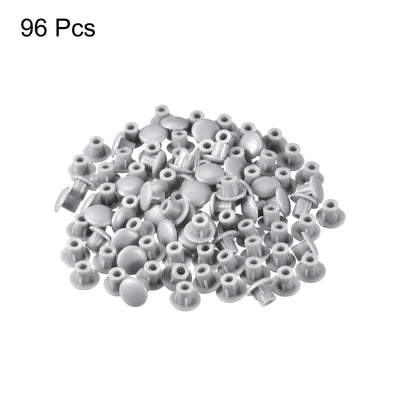 Harfington Uxcell Screw Hole Plugs, 5mm(3/16") Dia PP Snap in Shelf Button Flush Type Caps for Furniture Cabinet Cupboard, Gray 96 Pcs