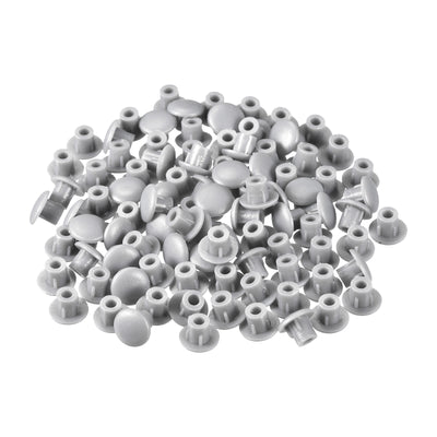 Harfington Uxcell Screw Hole Plugs, 5mm(3/16") Dia PP Snap in Shelf Button Flush Type Caps for Furniture Cabinet Cupboard, Gray 96 Pcs