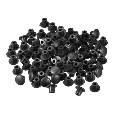 Harfington Uxcell Screw Hole Plugs, 5mm(3/16") Dia PP Snap in Shelf Button Flush Type Caps for Furniture Cabinet Cupboard, Black 180 Pcs