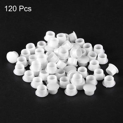 Harfington Uxcell Screw Hole Plugs, 8mm(5/16") Dia PP Snap in Shelf Button Flush Type Caps for Furniture Cabinet Cupboard, White 120 Pcs