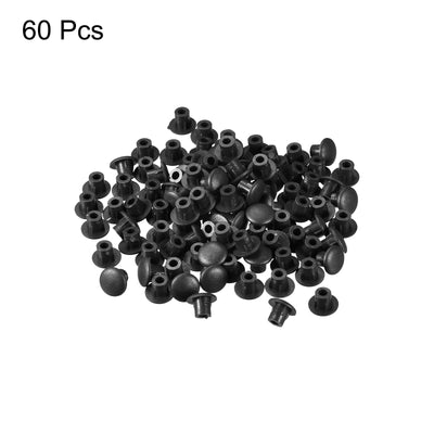 Harfington Uxcell Screw Hole Plugs, 8mm(5/16") Dia PP Snap in Shelf Button Flush Type Caps for Furniture Cabinet Cupboard, Black 60 Pcs